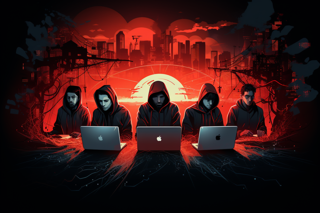 A group of ethical hackers working together on a laptop